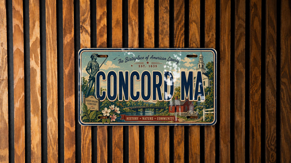Concord MA Retro License Plate Sign, Massachusetts Town Souvenir Plate, New England Travel Gift, Concord Massachusetts Plate — photo 4
