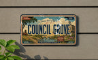 Retro Council Grove License Plate Sign, Kansas Souvenir Auto Tag, Council Grove KS Travel Gift, Vintage Road Trip Decor — photo 3
