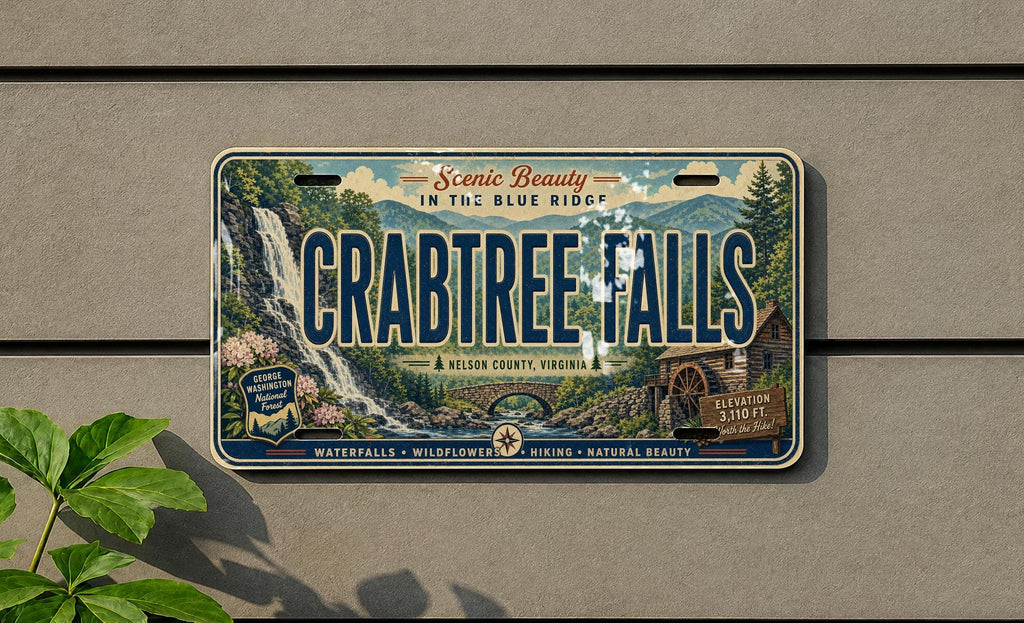 Retro Crabtree Falls License Plate Souvenir, Crabtree Falls Virginia Scenic Travel Tag, Waterfall Landmark Plate — photo 3
