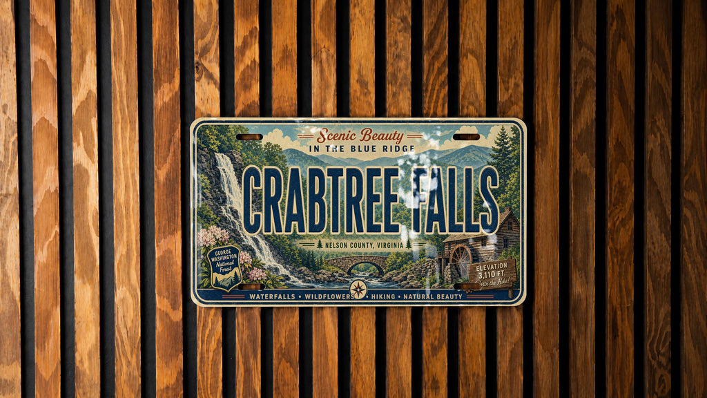 Retro Crabtree Falls License Plate Souvenir, Crabtree Falls Virginia Scenic Travel Tag, Waterfall Landmark Plate — photo 4