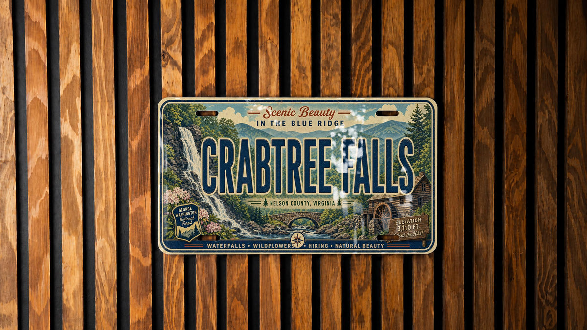 Retro Crabtree Falls License Plate Souvenir, Crabtree Falls Virginia Scenic Travel Tag, Waterfall Landmark Plate — photo 4