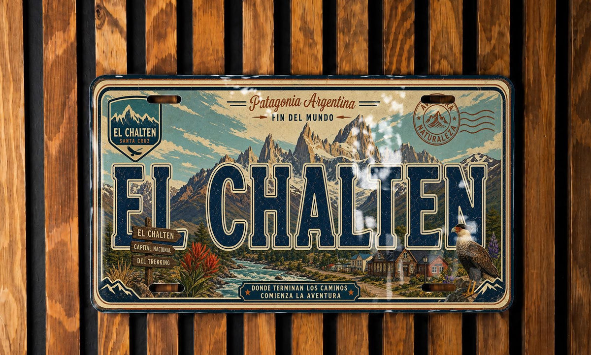 El Chalten Argentina Retro Style License Plate, Patagonia Travel Souvenir Tag, Mountain Hiking Adventure Car Plate — photo 3