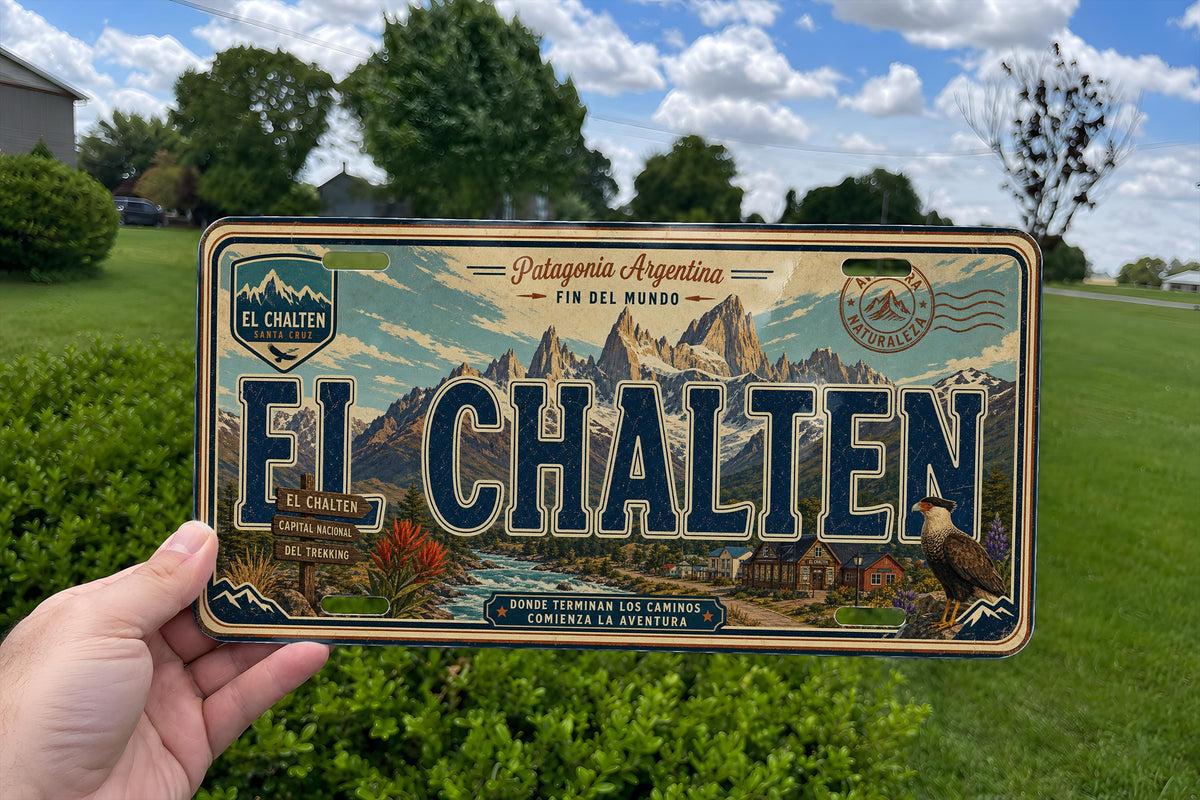 El Chalten Argentina Retro Style License Plate, Patagonia Travel Souvenir Tag, Mountain Hiking Adventure Car Plate — photo 4