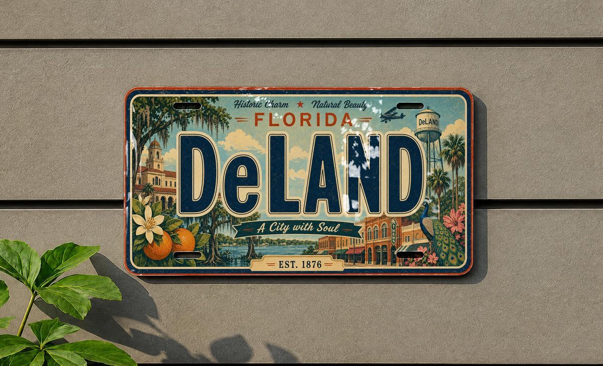 DeLand Florida Retro Style License Plate, DeLand FL Souvenir Tag, Volusia County Gift, Florida Road Trip Keepsake Plate — photo 3