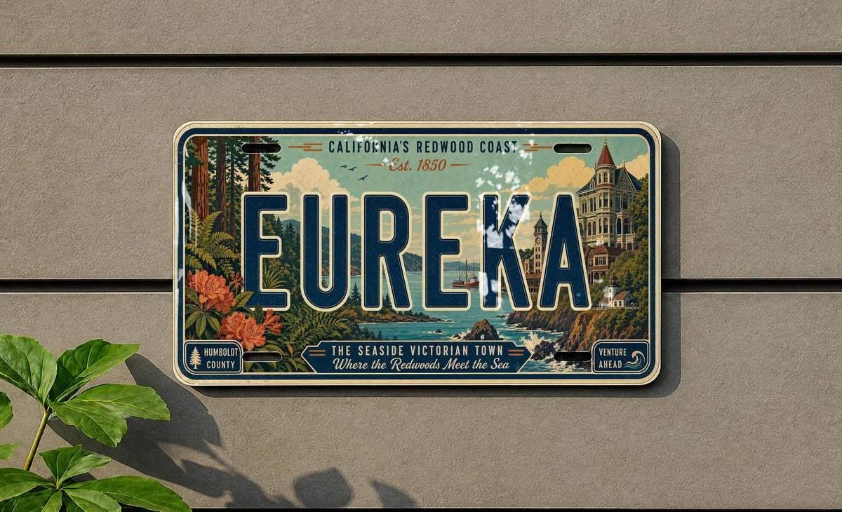 Eureka Retro Style License Plate, Eureka California Souvenir Car Tag, Humboldt County Travel Gift, Personalized Vehicle Plate — photo 2