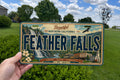 Feather Falls Retro Style License Plate, Feather Falls Souvenir Auto Tag, Waterfall Travel Keepsake Plate — photo 1