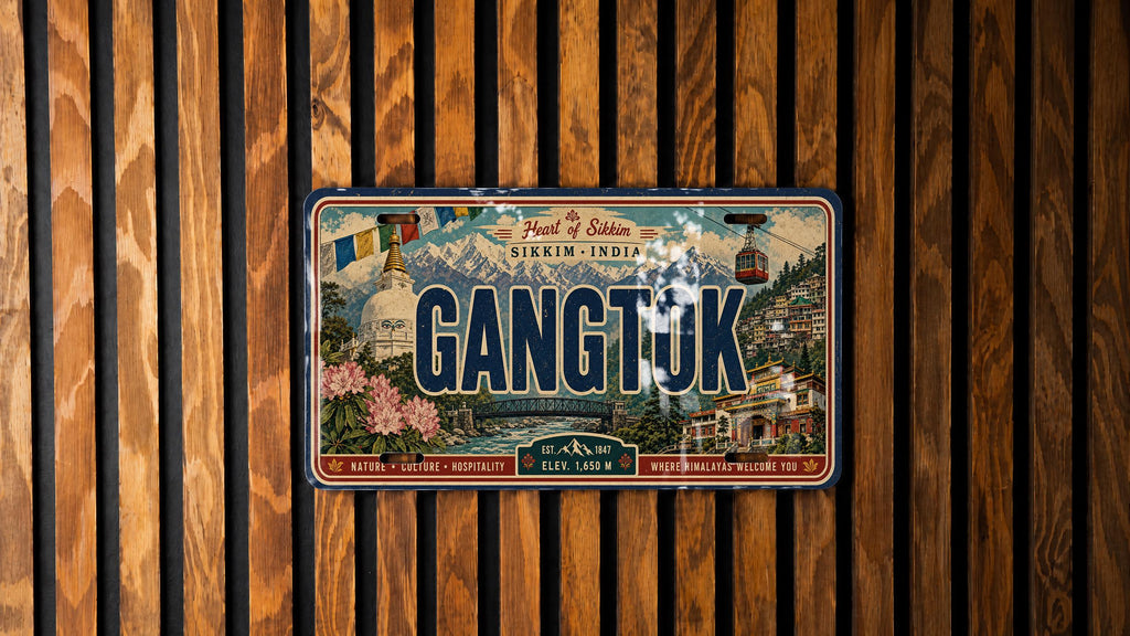 Gangtok Retro Style License Plate, Sikkim India Souvenir Car Tag, Travel Destination Novelty Plate, Gangtok Sign Plate — photo 2