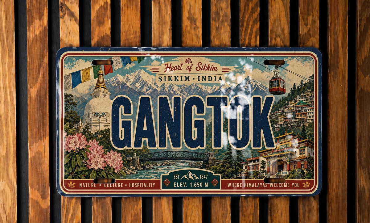 Gangtok Retro Style License Plate, Sikkim India Souvenir Car Tag, Travel Destination Novelty Plate, Gangtok Sign Plate — photo 3
