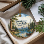 Ponderosa State Park Ceramic Ornament, McCall Idaho Lake and Cabin Illustration — photo 4