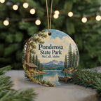 Ponderosa State Park Ceramic Ornament, McCall Idaho Lake and Cabin Illustration — photo 7