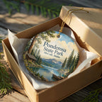 Ponderosa State Park Ceramic Ornament, McCall Idaho Lake and Cabin Illustration — photo 8