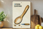 Spoon Carving Metal Sign, Woodcut Style Workshop Decor — photo 3