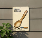 Spoon Carving Metal Sign, Woodcut Style Workshop Decor — photo 5