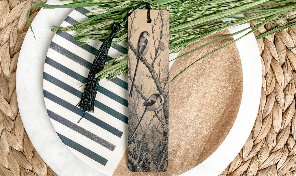 Long-Tailed Tits Metal Bookmark, Winter Woodland Birds, Birdwatcher Gift — photo 1