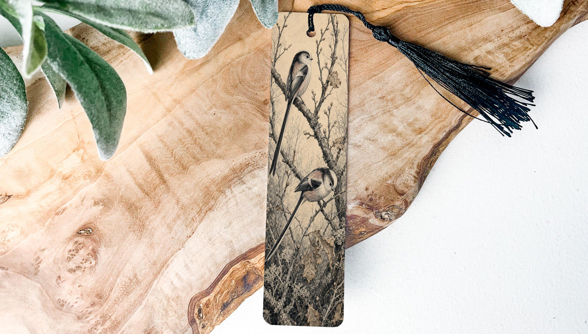 Long-Tailed Tits Metal Bookmark, Winter Woodland Birds, Birdwatcher Gift — photo 2