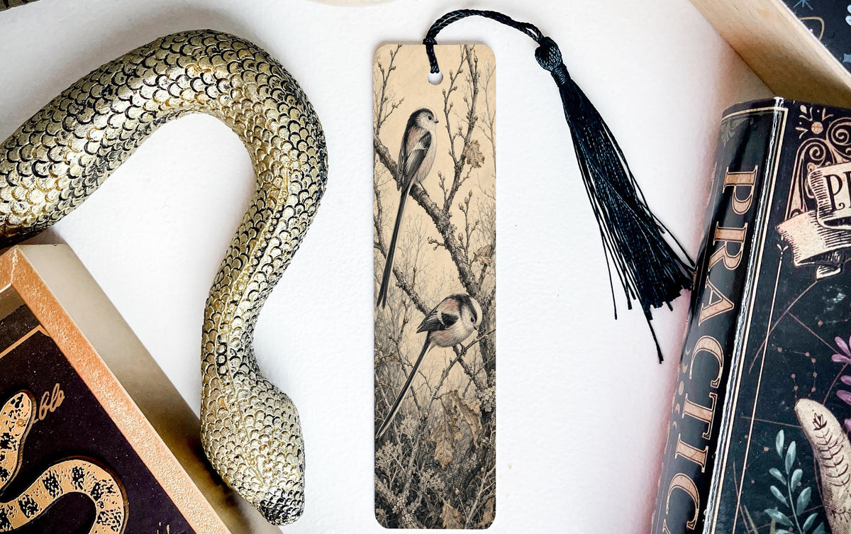 Long-Tailed Tits Metal Bookmark, Winter Woodland Birds, Birdwatcher Gift — photo 3