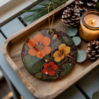 Nasturtium Ceramic Ornament, Art Nouveau Flowers and Leaves, Gardener Gift — photo 1