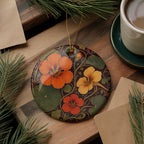 Nasturtium Ceramic Ornament, Art Nouveau Flowers and Leaves, Gardener Gift — photo 5