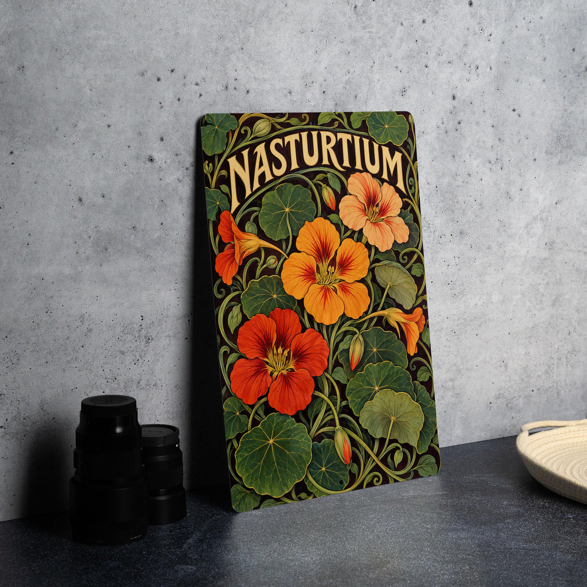 Flowering Nasturtium Metal Sign, Art Nouveau Botanical Wall Decor for Garden Lovers — photo 4