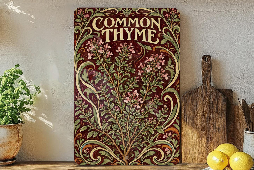 Common Thyme Metal Sign, Flowering Herb Wall Art, Art Nouveau Kitchen Decor — photo 3