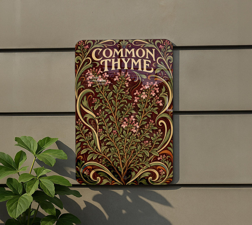 Common Thyme Metal Sign, Flowering Herb Wall Art, Art Nouveau Kitchen Decor — photo 5
