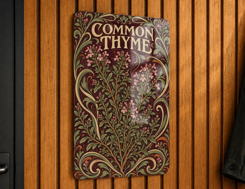 Common Thyme Metal Sign, Flowering Herb Wall Art, Art Nouveau Kitchen Decor — photo 6