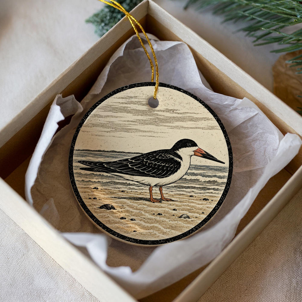 Black Skimmer Ceramic Ornament, Sandbar Bird Scene, Birdwatcher Gift — photo 2