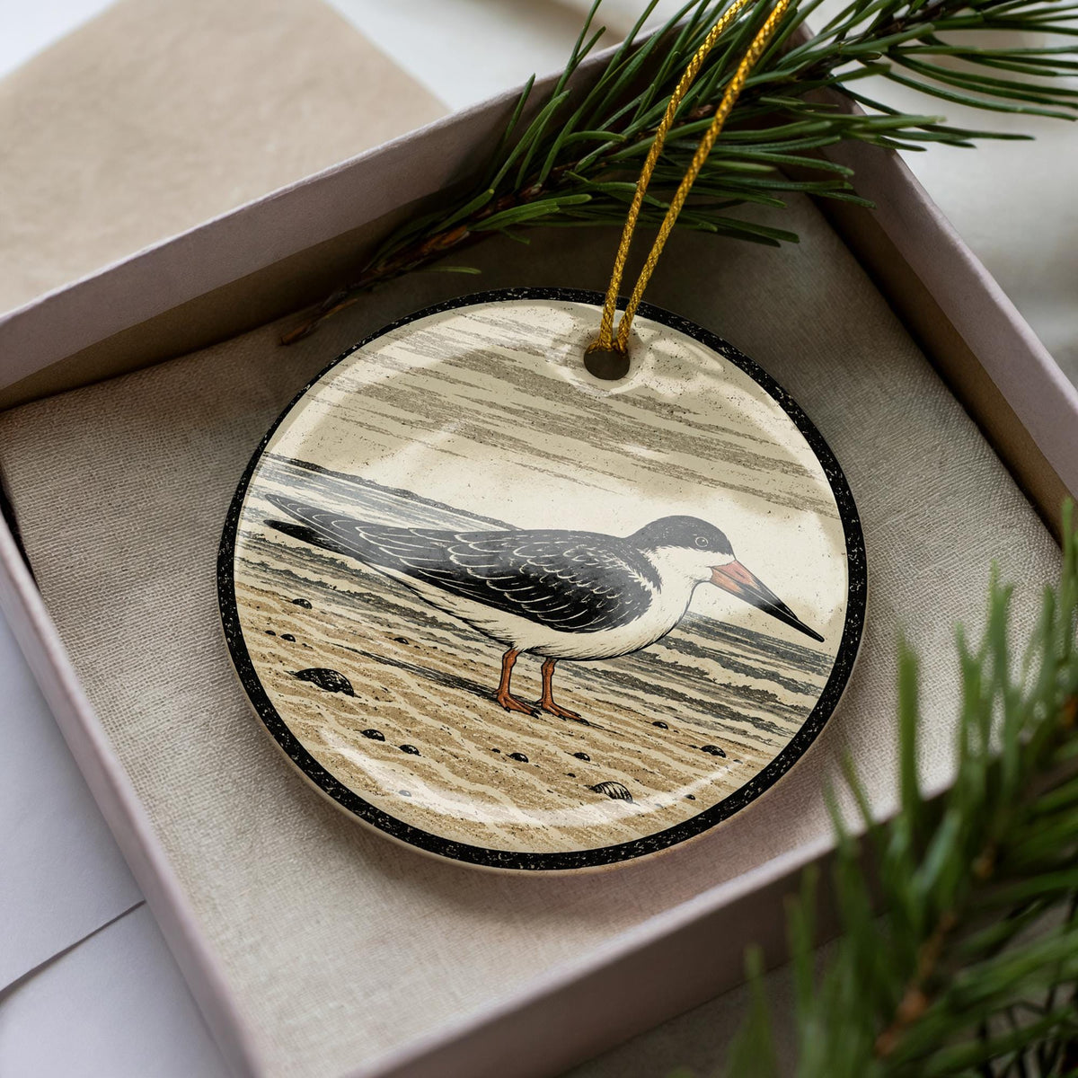 Black Skimmer Ceramic Ornament, Sandbar Bird Scene, Birdwatcher Gift — photo 3
