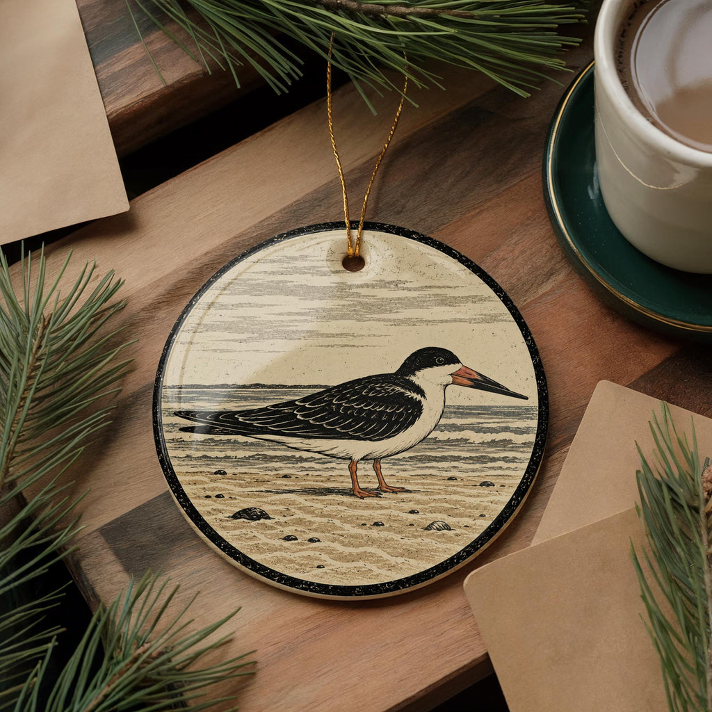 Black Skimmer Ceramic Ornament, Sandbar Bird Scene, Birdwatcher Gift — photo 5