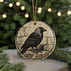 Eurasian Jackdaw Ceramic Ornament on Weathered Stone, Birdwatcher Gift — photo 7