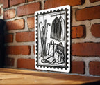 Entryway Closet Metal Sign, Vintage Canes and Shopping Bags, Black and White 8x12 Door Decor — photo 2