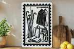 Entryway Closet Metal Sign, Vintage Canes and Shopping Bags, Black and White 8x12 Door Decor — photo 3