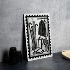 Entryway Closet Metal Sign, Vintage Canes and Shopping Bags, Black and White 8x12 Door Decor — photo 4