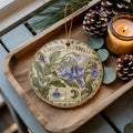 Virginia Bluebells Ceramic Ornament, Vintage Botanical Wildflower Decor — photo 1