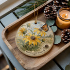 Black-Eyed Susan Ceramic Ornament with Monarch Butterfly, Botanical Flower Gift — photo 1
