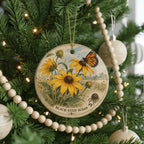 Black-Eyed Susan Ceramic Ornament with Monarch Butterfly, Botanical Flower Gift — photo 6