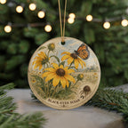 Black-Eyed Susan Ceramic Ornament with Monarch Butterfly, Botanical Flower Gift — photo 7