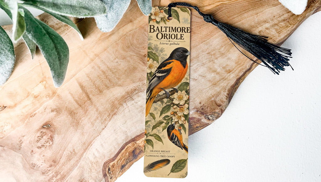 Baltimore Oriole Metal Bookmark with Bird and Flowering Branch — photo 2