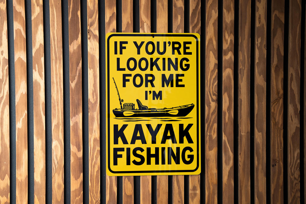 Kayak Fishing Metal Sign – Funny Angler Wall Decor for Cabin, Garage or Lake House — photo 1