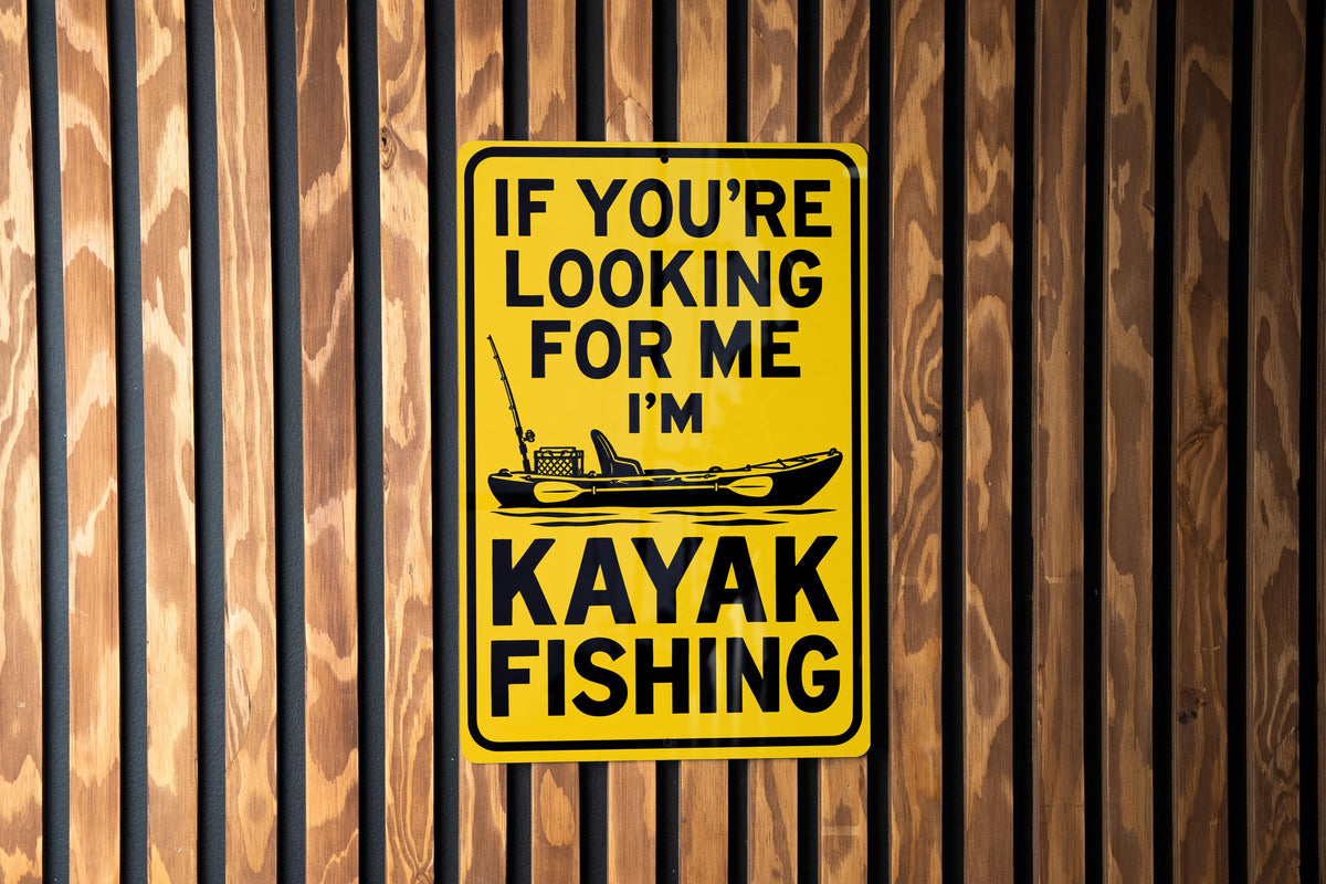 Kayak Fishing Metal Sign – Funny Angler Wall Decor for Cabin, Garage or Lake House — photo 1