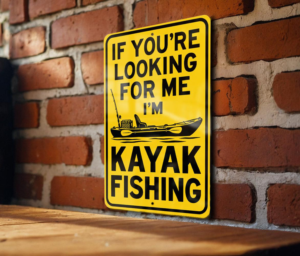 Kayak Fishing Metal Sign – Funny Angler Wall Decor for Cabin, Garage or Lake House — photo 2
