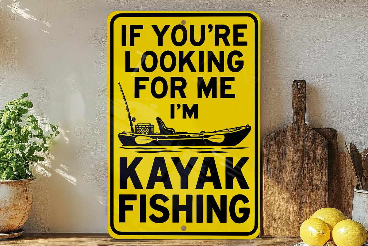 Kayak Fishing Metal Sign – Funny Angler Wall Decor for Cabin, Garage or Lake House — photo 3