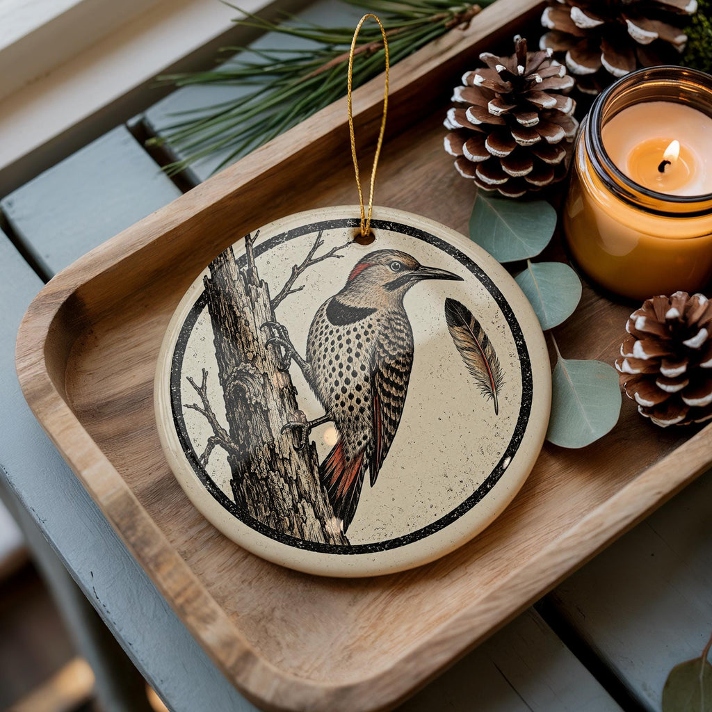 Northern Flicker Ceramic Ornament, Woodpecker Bird Gift for Birdwatchers — photo 1