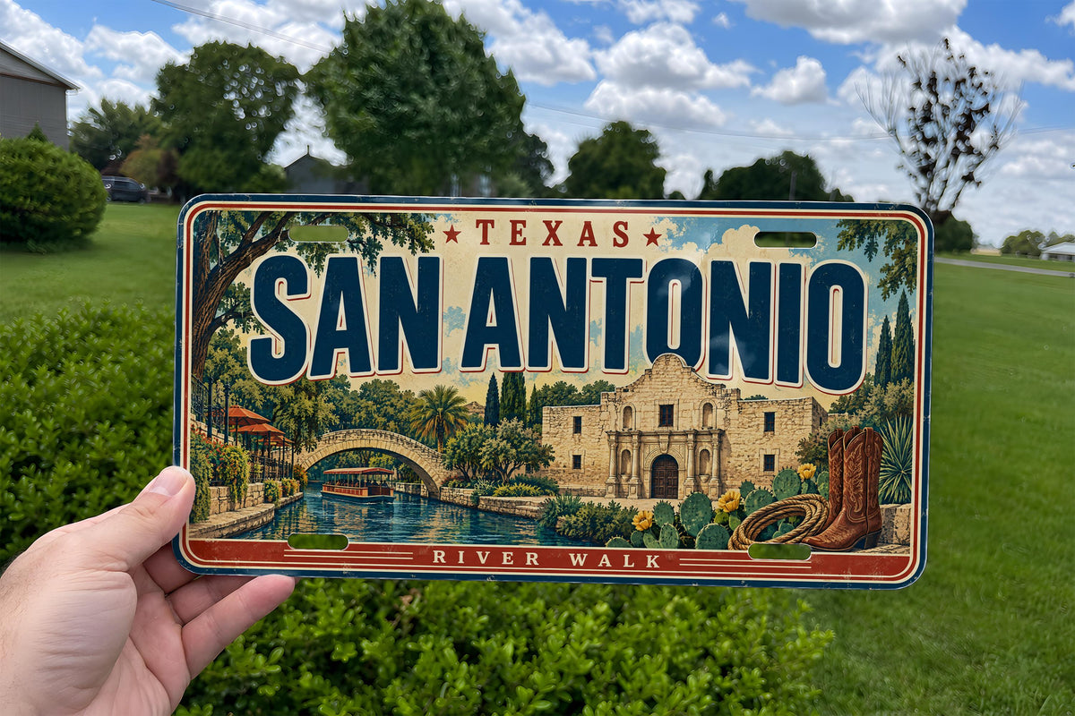 San Antonio License Plate – River Walk and Alamo Texas Wall Decor — photo 1