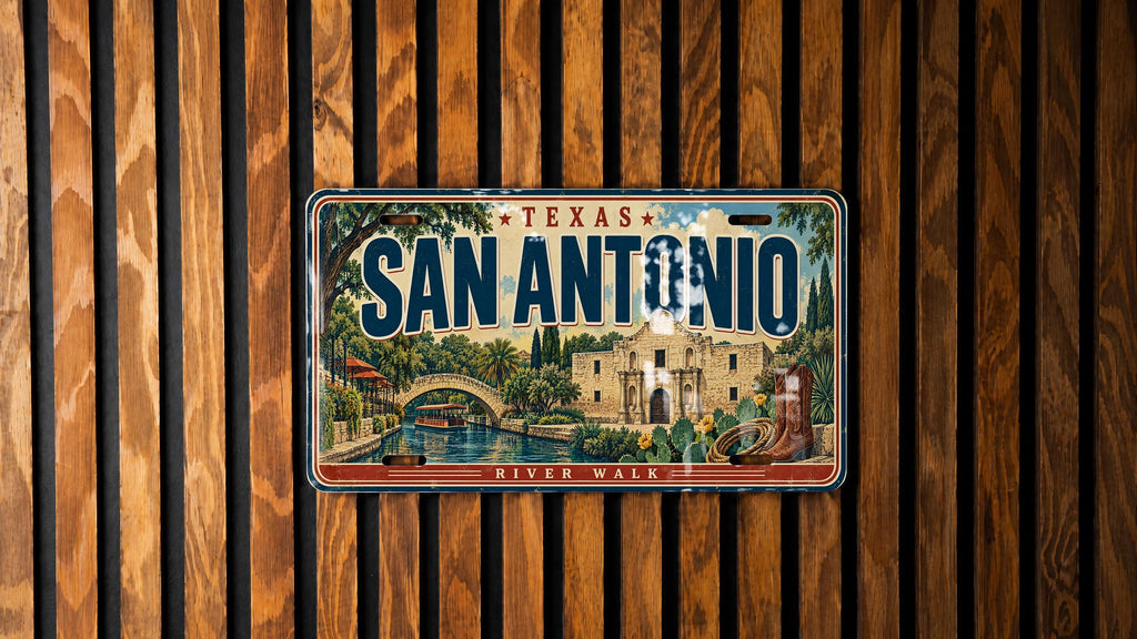 San Antonio License Plate – River Walk and Alamo Texas Wall Decor — photo 2