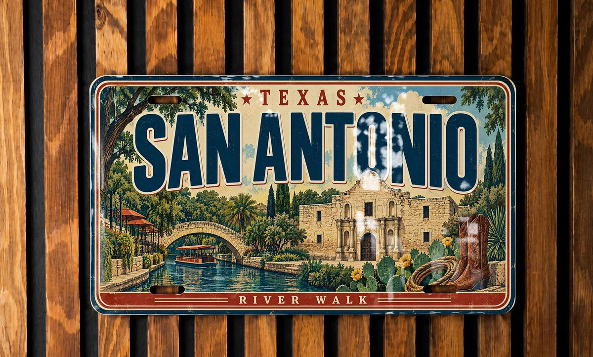 San Antonio License Plate – River Walk and Alamo Texas Wall Decor — photo 4