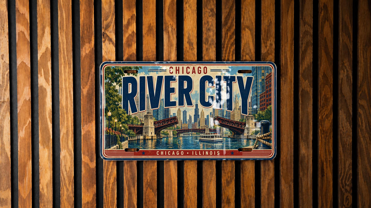 Chicago River License Plate, Downtown Bridges and Skyline Wall Decor — photo 2