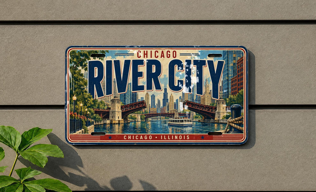 Chicago River License Plate, Downtown Bridges and Skyline Wall Decor — photo 3