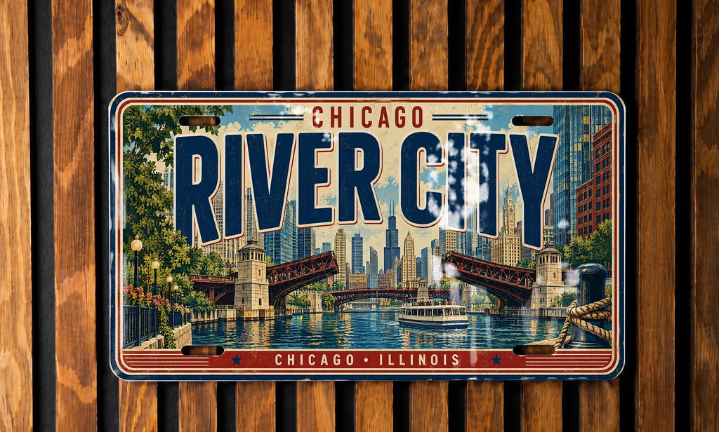 Chicago River License Plate, Downtown Bridges and Skyline Wall Decor — photo 4