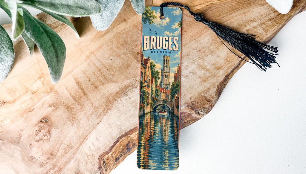 Bruges Belgium Metal Bookmark with Belfry and Canal Scene — photo 2